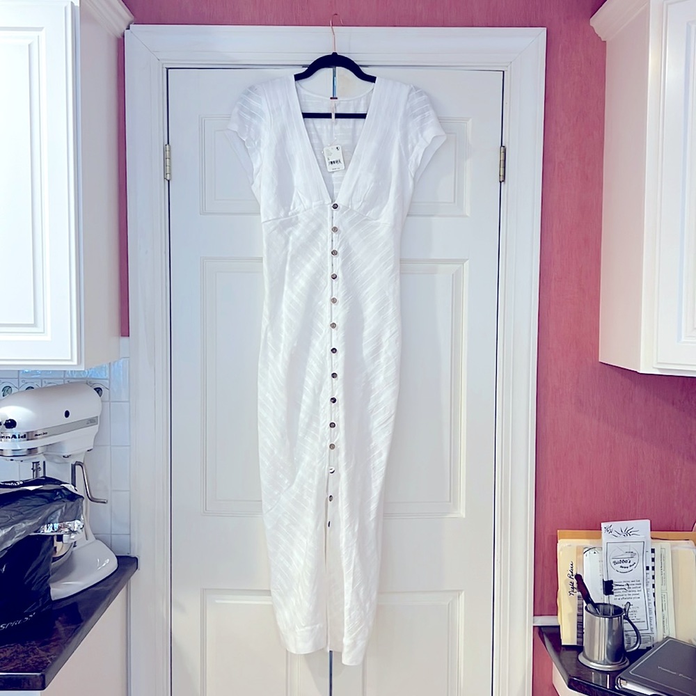 NWT Free People white button up midi dress